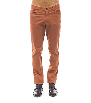 Памучен мъжки панталон в цвят керемида Bret снимка