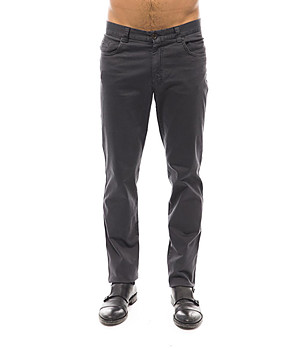 Памучен мъжки панталон в тъмносиво Bret снимка