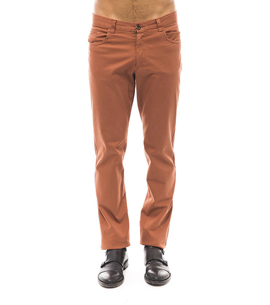 Памучен мъжки панталон в цвят керемида Bret снимка