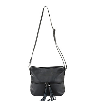 Черна дамска кожена чанта за рамо Fresia снимка