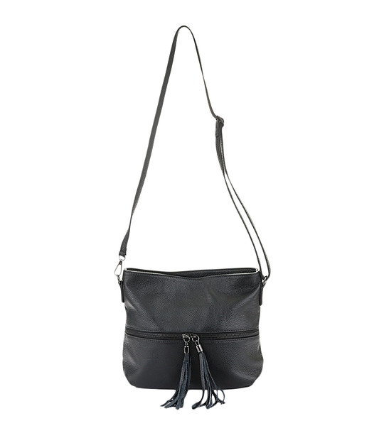 Черна дамска кожена чанта за рамо Fresia снимка
