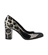Черни лачени обувки с леопардови шарки в сиво Elie-0 снимка