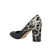 Черни лачени обувки с леопардови шарки в сиво Elie-2 снимка