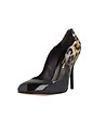 Черни дамски лачени обувки с леопардови шарки Bridie-1 снимка