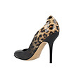Черни дамски лачени обувки с леопардови шарки Bridie-2 снимка