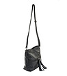 Черна дамска кожена чанта за рамо Fresia-2 снимка
