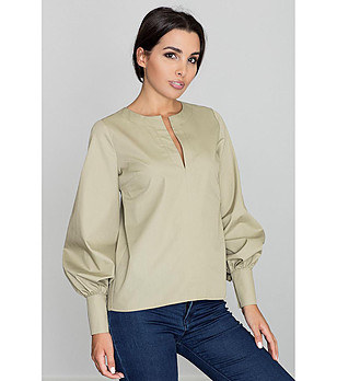 Дамска блуза Limara в цвят маслина снимка