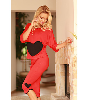 Дамска пижама от две части в червено и черно Umberta снимка