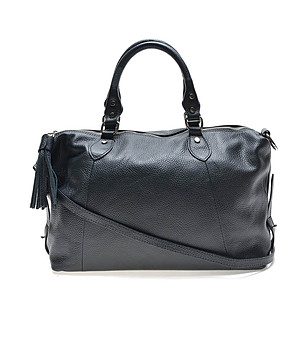 Дамска кожена чанта в черно Lisha снимка