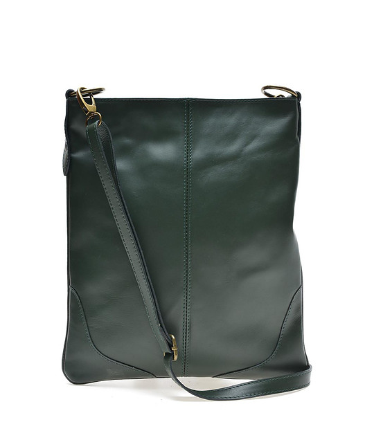 Дамска кожена чанта за рамо в зелено Olivia снимка
