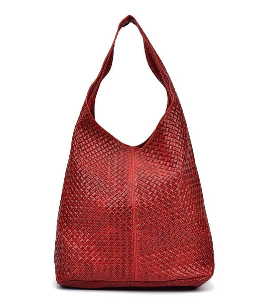 Червена кожена дамска чанта Verona снимка