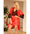 Червен сатениран халат с дантела Marbella-0 снимка