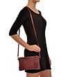 Дамска кожена чанта за рамо в червено с пискюл Lydia-3 снимка