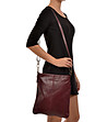 Дамска кожена чанта за рамо във виненочервено Olivia-4 снимка