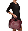 Дамска кожена чанта във виненочервен нюанс Rosemary-4 снимка