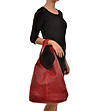 Червена кожена дамска чанта Verona-3 снимка