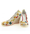 Дамски обувки на платформа с принт Цветни квадрати-2 снимка