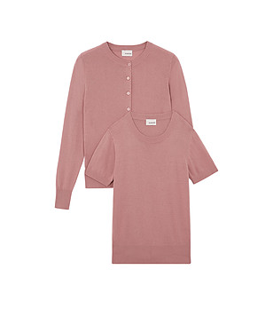 Комплект от блуза и жилетка в цвят пепел от рози Elaine снимка