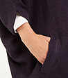 Материя с естествени влакна Големи ревери 7/8 прилеп ръкави Свободна линия Джобове Еластични маншети и основа-2 снимка