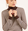 Дамски раиран вълнен пуловер а в цвят екрю и кафяво Dominique-1 снимка
