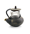 Чугунен чайник в черно и златисто с инфюзер 400 мл-1 снимка