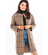 Дамско палто в кафяво на каре Jasmine-0 снимка