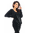 Черна дамска блуза с V-образно деколте Tonina-4 снимка