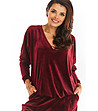 Тъмночервена дамска блуза с V-образно деколте Tonina-0 снимка