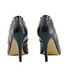 Дамски кожени тъмносини обувки на ток Marion-4 снимка