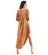 Бежова асиметрична рокля Dinara с кадифен ефект-1 снимка