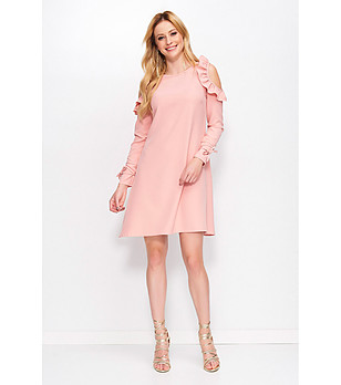 Розова рокля с ефектен дизайн Alexandra снимка