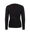 Черен плетен дамски пуловер с вълна Tina-1 снимка