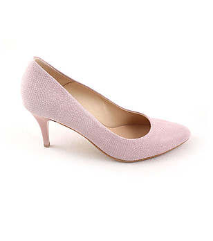 Розови дамски кожени обувки на ток Fanny снимка