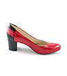 Дамски кожени обувки на ток в червено Hanna-2 снимка