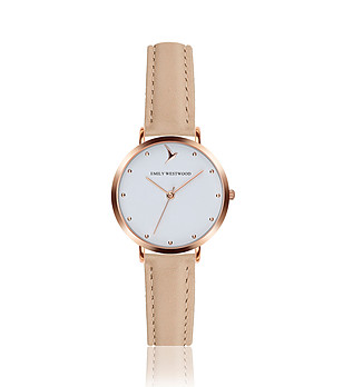 Дамски часовник в цвят крем и розово-златисто Daisy снимка