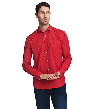 Червена памучна мъжка риза с принт Burton снимка