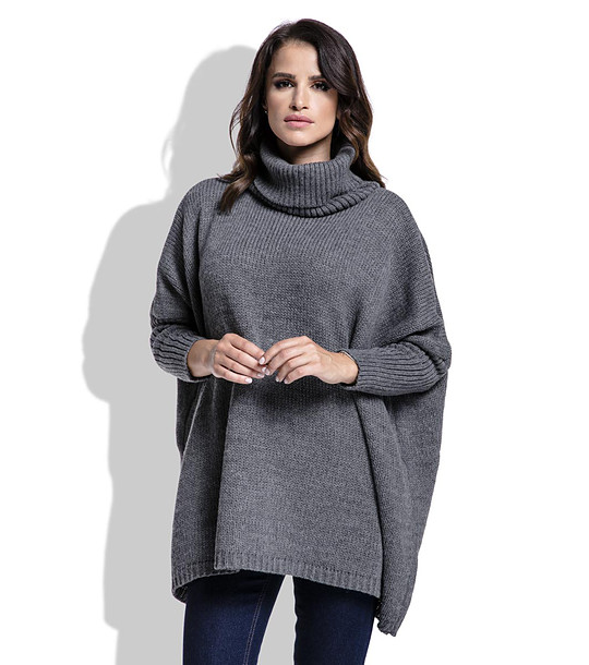 Дълъг дамски пуловер в цвят графит Liana снимка