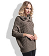 Дамски пуловер в цвят мока и с брошка Alenia-0 снимка