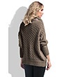 Дамски пуловер в цвят мока и с брошка Alenia-1 снимка