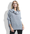 Дамски сив пуловер с брошка Alenia-0 снимка