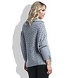 Дамски сив пуловер с брошка Alenia-1 снимка