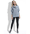 Дамски сив пуловер с брошка Alenia-2 снимка