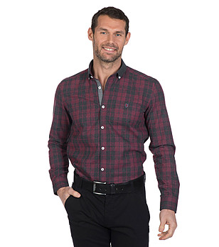 Мъжка памучна карирана риза в тъмночервено и цвят антрацит Pot снимка