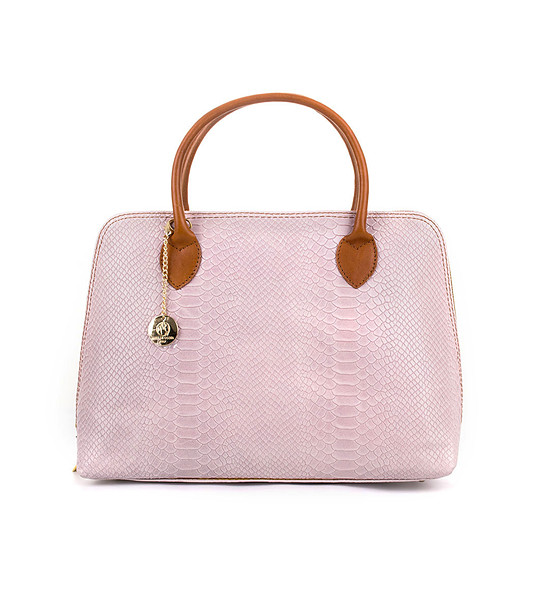 Дамска кожена чанта в розово Bon снимка