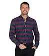 Мъжка памучна карирана риза в цвят бордо и тъмносиньо Ball-0 снимка