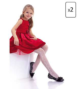 Комплект от 2 броя детски чорапогащници в бяло Jasmina 20 DEN снимка
