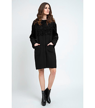 Черно дамско палто с вълна Darla снимка
