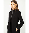 Черно дамско палто с елемент в цвят екрю Emera-2 снимка
