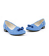 Сини кожени дамски обувки с перфорации-1 снимка