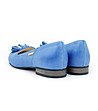 Сини кожени дамски обувки с перфорации-2 снимка